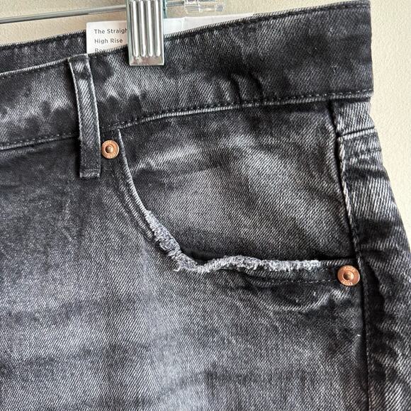 Loft Destructed The Straight Crop High Rise Jean Washed Black 32/14 - Picture 3 of 14